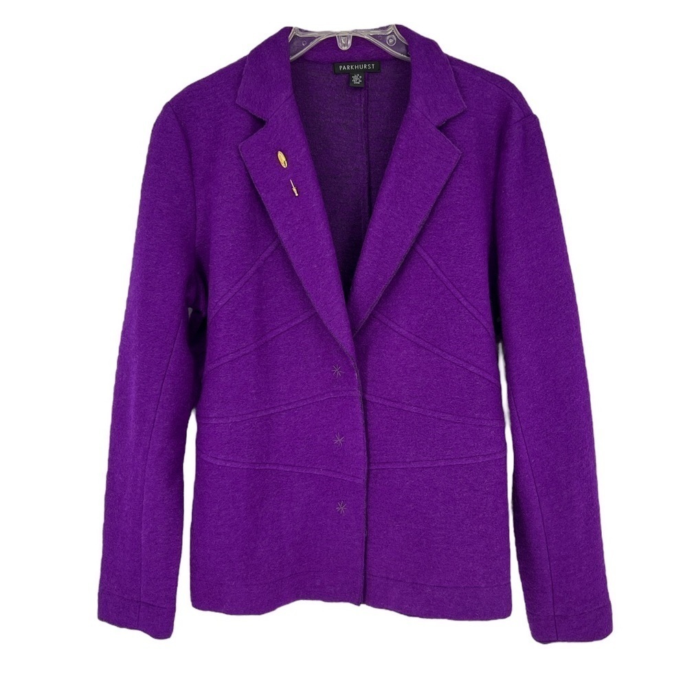 𝅺Pinehurst Wool Blend Purple Snap Button Blazer SZ L
